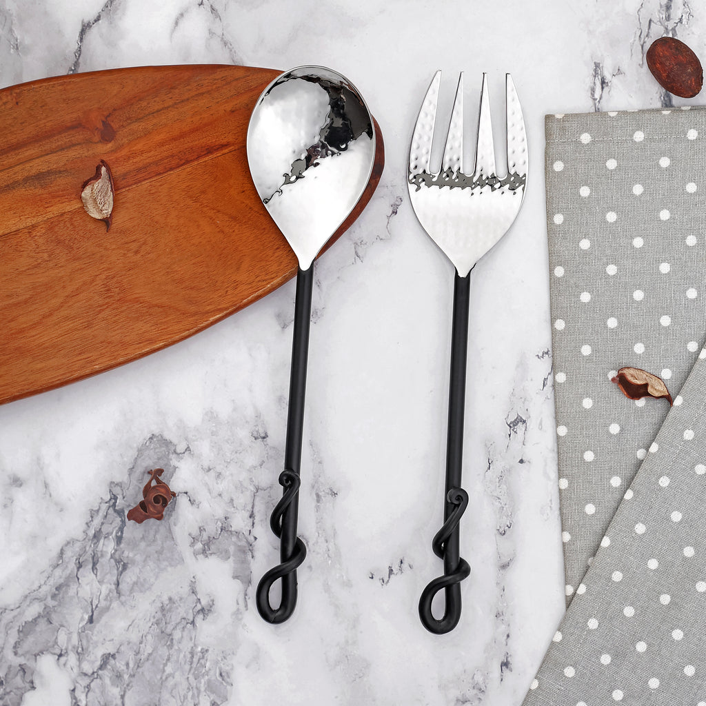 Charcoal Helix Salad Server Set - Set of 2 Pieces