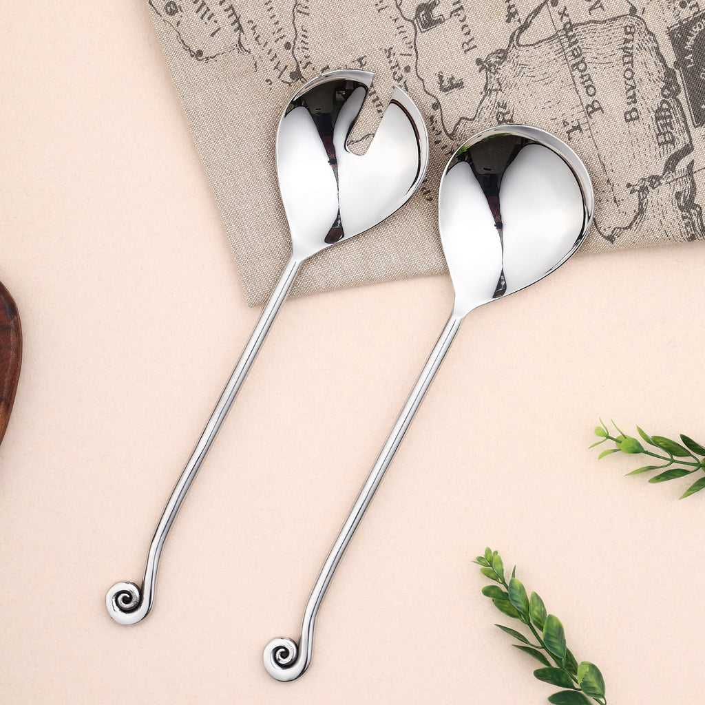Swirl Salad Server — Shiny Polished